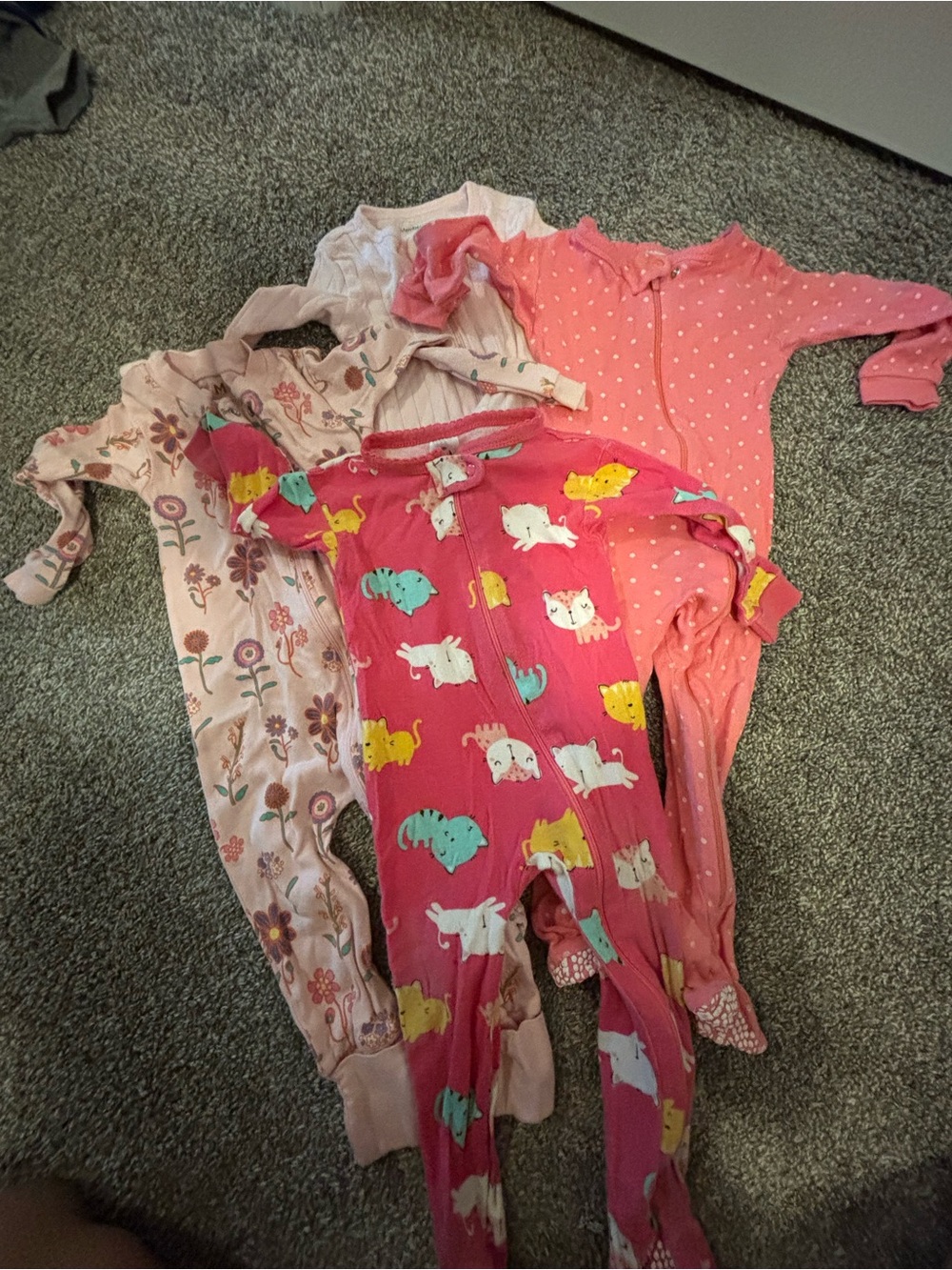 Kids Pink Animal Print One-Piece Pajamas - 3-Pack